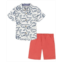 Kids Headquarters Little Boys Short Sleeve Dinosaur Print Poplin Shirt and Twill Shorts 2 Piece Set