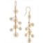 AJOA by Nadri 18k Gold-Plated Cubic Zirconia & Imitation Pearl Flower Statement Earrings