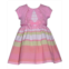 Bonnie Baby Baby Girls Short Sleeved Knit Cardigan and Striped Dress with Bow