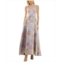 Taylor Womens Metallic Floral-Jacquard Gown