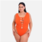 Rebdolls Plus Size Marina Caged Swimsuit - Persimmon