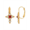 Symbols of Faith 14K Gold-Dipped Crystal Dark Red Cross Earrings