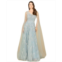 Lara Womens Lace Gown with Cape Sleeves and V-neckline