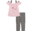 Kids Headquarters Toddler Girls Off-Shoulder A-Line Tunic Top and Check Capri Leggings 2 Piece Set