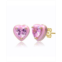 GiGiGirl Young Adults/Teens 14k Yellow Gold Plated with Pink Morganite Cubic Zirconia Pink Enamel Halo Heart Stud Earrings