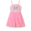 Pink Violet Little Girls Sleeveless Butterfly Crochet Mesh Dress