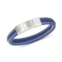 LEGACY for MEN by Simone I. Smith Mens Blue Leather Braided Bracelet in Stainless Steel