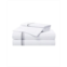 Aston and Arden Sateen Queen Sheet Set 1 Flat Sheet 1 Fitted Sheet 2 Pillowcases 600 Thread Count Sateen Cotton Pristine White with Fine Baratta Embroidered 3-Striped Hem