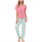 Echo Womens Short Sleeve Pocket T-Shirt with Printed Jogger Pants 2 Piece Pajama Set