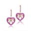 GiGiGirl Kids 18k Rose Gold Plated Hollow Heart Dangle Earrings with Ruby Cubic Zirconia and Infinity Ribbon