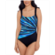 Swim Solutions Womens Bust Illusion One-Piece Swimsuit