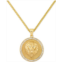 LEGACY for MEN by Simone I. Smith Mens Crystal Lion Medallion 24 Pendant Necklace in Yellow Ion-Plated Stainless Steel