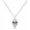 Andrew Charles by Andy Hilfiger Mens Black Cubic Zirconia Skull 24 Pendant Necklace in Stainless Steel