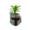 Silver Buffalo Star Wars Boba Fett Helmet 3-Inch Ceramic Planter With Artificial Succulent | Small Flower Pot Faux Indoor Plant For Desk Shelf Trinket Tray | Cute Home Decor Gifts and Collectible