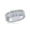 Metallo Brushed and Polished Double Row CZ Silver Tungsten Ring
