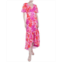 Julia jordan Womens Printed Flutter-Sleeve High-Low Maxi Dress