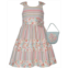 Bonnie Jean Little Girls Sleeveless Seersucker and Cotton Print Dress and Matching Bag
