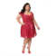 Unique Vintage Plus Size Woven Convertible Puff Sleeve Sweetheart Fit & Flare Dress