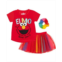 Sesame Street Baby Girls Elmo Graphic T-Shirt Mesh Skirt and Scrunchie 3 Piece Outfit Set Red/Rainbow