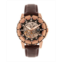 Reign Philippe Automatic Rose Gold Case Black Dial Genuine Brown Leather Watch 41mm
