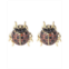 NOir Red/Black Cubic Zirconia Ladybug Stud Earring