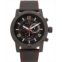 Buech & Boilat Baracchi Mens Chronograph Watch - Black Leather Strap Black and Red Dial 46mm