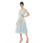 Mac Duggal Womens Flounce Sleeve Tea Length Dress