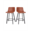 MERRICK LANE Oretha Set Of 2 Modern Upholstered Stools With Contoured Low Back Bucket Seats And Iron Frames