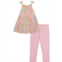 Kids Headquarters Toddler Girls Floral Halter Tunic Top and Capri Leggings 2 Piece Set