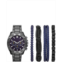 Folio Mens Gunmetal Blue Dial Bracelet Watch Gift Set 45mm