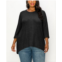 COIN 1804 Plus Size Cozy 3/4 Rolled Sleeve Button Back Top
