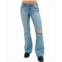 Rewash Womens Low-Rise Distressed Flare Jeans