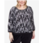 Alfred Dunner Plus Size Drama Queen Vertical Chenille Texture Knit Banded Top
