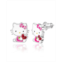 Hello Kitty Sanrio Silver Plated Crystal Enamel Heart Stud Earrings Officially Licensed Authentic