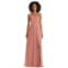 After Six Womens One-Shoulder Chiffon Maxi Dress with Shirred Front Slit