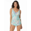 Roxanne Womens Paisley Bra Sized V-Neck Sarong One Piece swimsuit