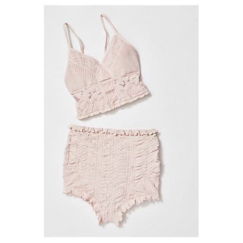 FreePeople Chloe Seamless Bralette + Ruched Ruffle Shorties 2-Style Bundle