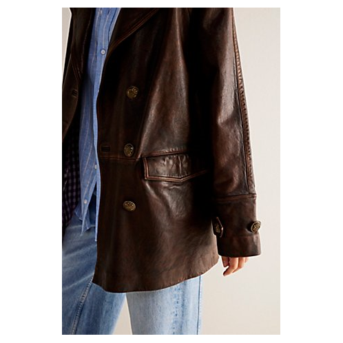 FreePeople We The Free Top Notch Leather Pea Coat