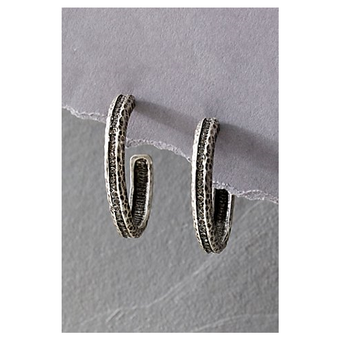 FreePeople TAT2 Vintage Silver Bastone 1.5 Hoop Earrings