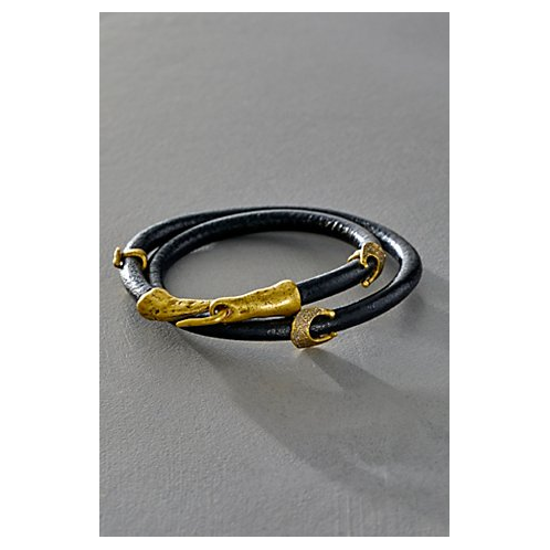FreePeople Alkemie Crescent Moon Leather Wrap Bracelet