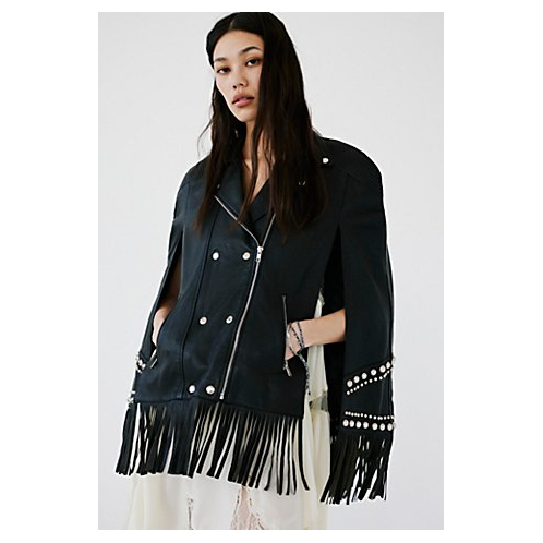 FreePeople Understated Leather Moto Poncho