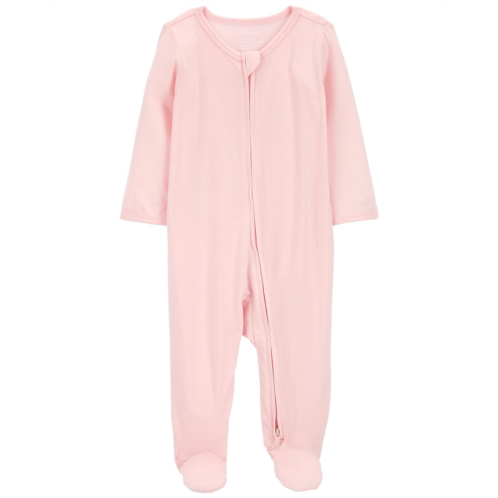 Oshkoshbgosh Pink Baby Zip-Up PurelySoft Sleep & Play Pajamas | oshkosh.com