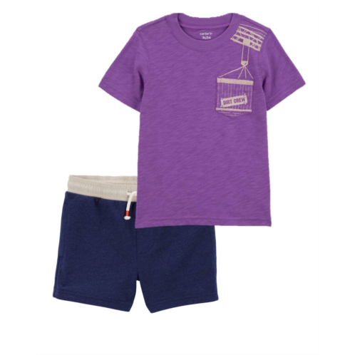 Carters Multi Toddler 2-Piece Pocket Graphic Tee & Pull-On Knit Shorts Set