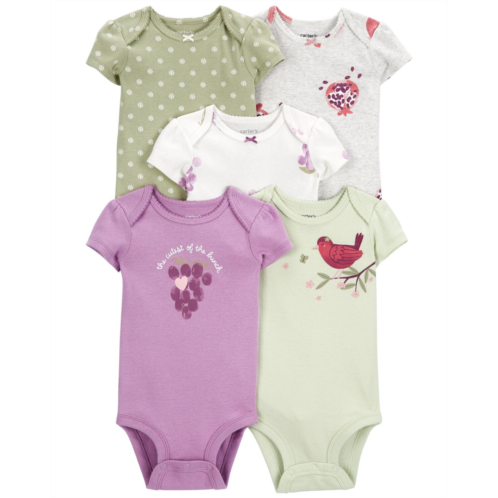 Carters Purple/Green Baby 5-Pack Short-Sleeve Original Bodysuits