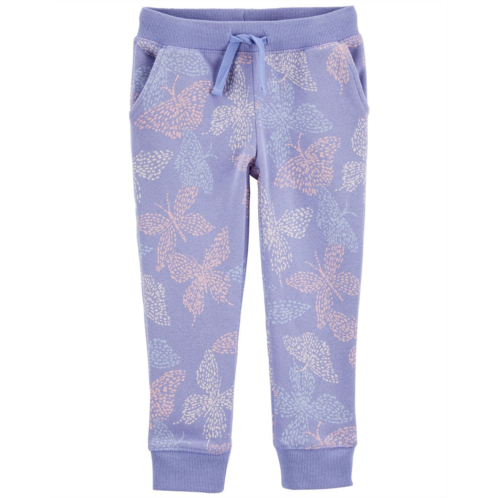 Carters Purple Baby Butterfly Print Pull-On Fleece Pants