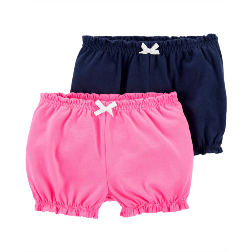Carters Pink/Navy Baby 2-Pack Cotton Shorts