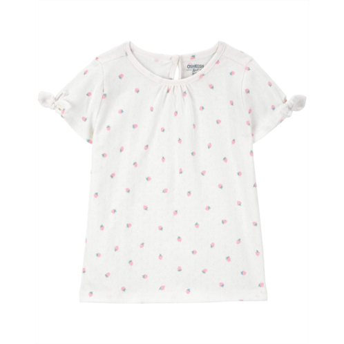 Carters White Toddler Strawberry Print Pointelle Top