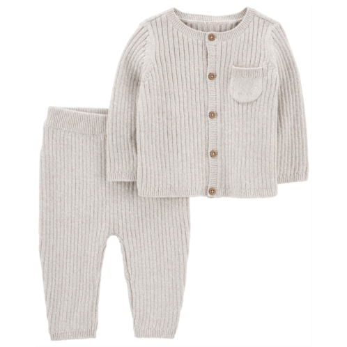 Oshkoshbgosh Heather Baby 2-Piece Cardigan Sweater & Pant Set | oshkosh.com