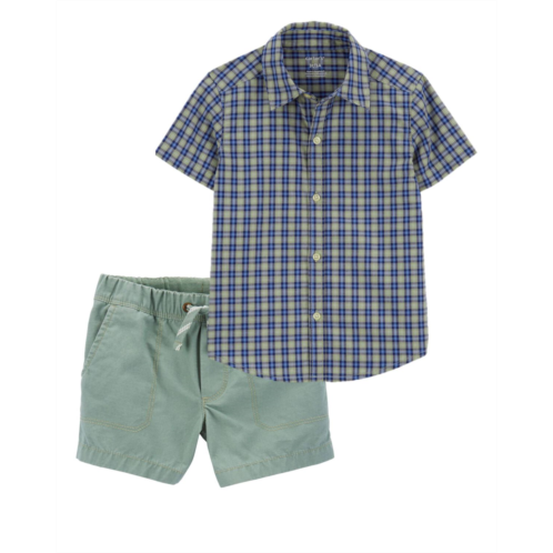 Carters Multi Toddler 2-Piece Button-Down Shirt & Pull-On Shorts Set
