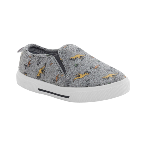 Carters Grey Toddler Dinosaur Slip-On Sneakers